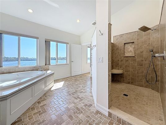 Bathroom, Glass Shower, Interior, Recessed Lighting, Water