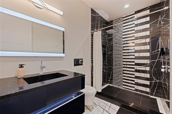 Bathroom, Glass Shower, Interior, Recessed Lighting