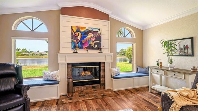 Fireplace, Interior, Water, Wood Texture Flooring