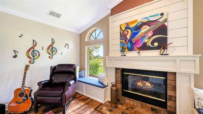 Fireplace, Interior, Wood Texture Flooring