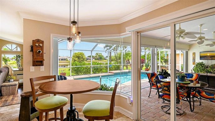 Dining room, Glass Ceilings, Interior, Pendant Lights, Pool, Sun Room