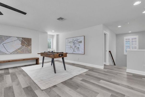 Game Room, Interior, Recessed Lighting, Wood Texture Flooring