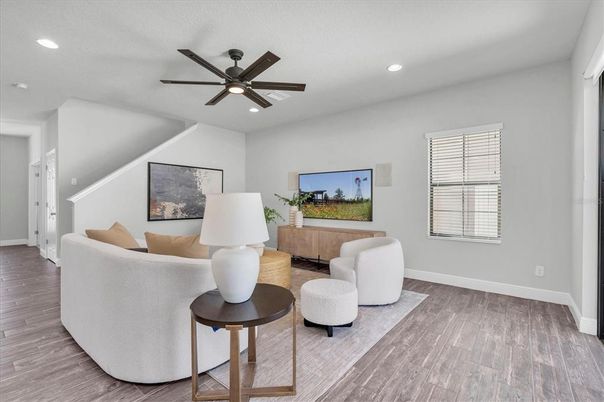 Interior, Living room, Recessed Lighting, Wood Texture Flooring