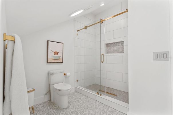 Bathroom, Glass Shower, Interior, Recessed Lighting