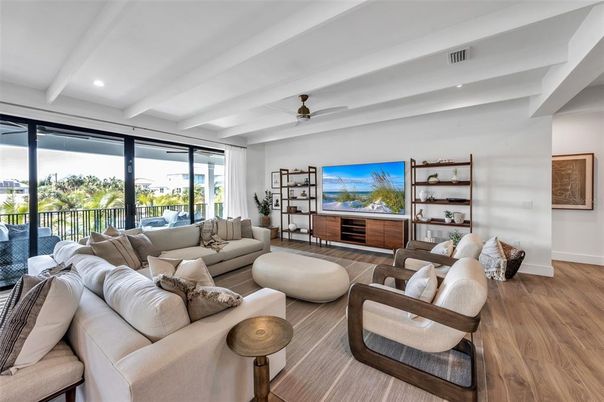 Interior, Living room, Recessed Lighting, Wood Texture Flooring