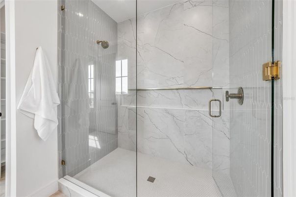 Bathroom, Glass Shower, Interior, Marble Walls