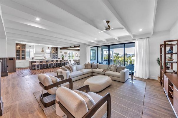 Interior, Kitchen, Living room, Recessed Lighting, Wood Texture Flooring