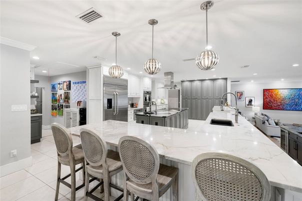 Interior, Kitchen, Pendant Lights, Recessed Lighting, Stainless Steel Appliances