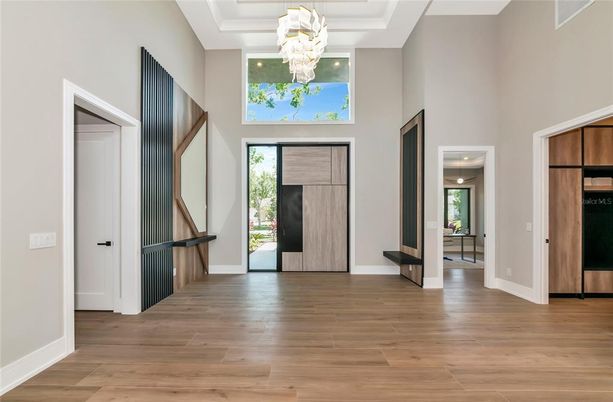 Chandelier, Interior, Wood Texture Flooring