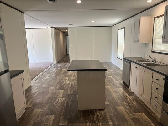 Interior, Kitchen, Recessed Lighting, Wood Texture Flooring