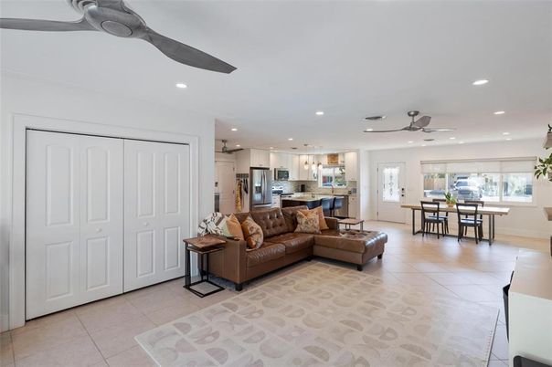 Dining room, Interior, Kitchen, Living room, Recessed Lighting, Stainless Steel Appliances