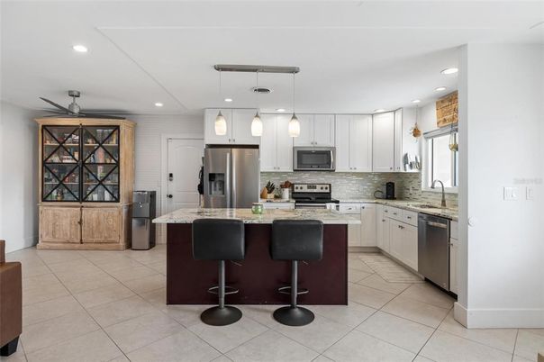 Interior, Kitchen, Pendant Lights, Recessed Lighting, Stainless Steel Appliances