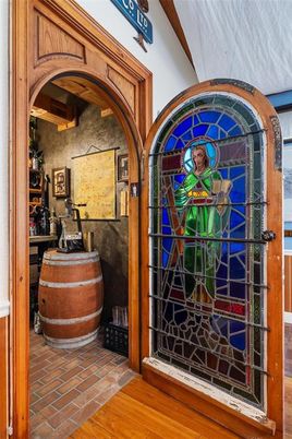 Interior, Stone Walls, Wood Texture Flooring