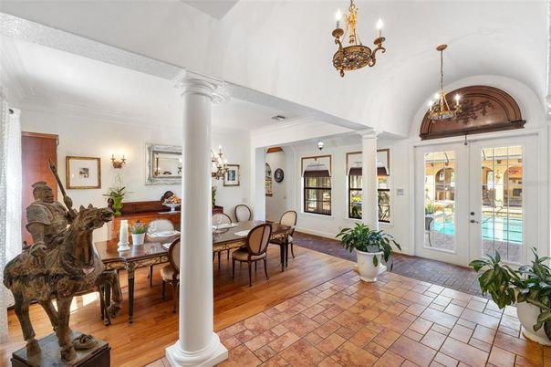 Chandelier, Dining room, Interior, Pendant Lights, Wood Texture Flooring