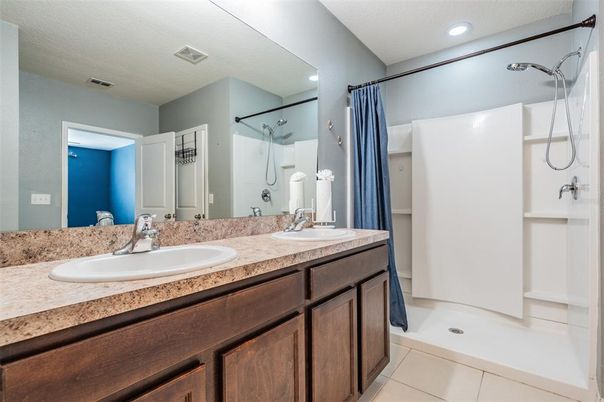 Bathroom, Dual Sink Vanities, Glass Shower, Interior, Recessed Lighting