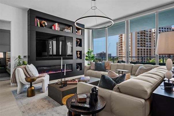 Fireplace, Interior, Living room, Pendant Lights