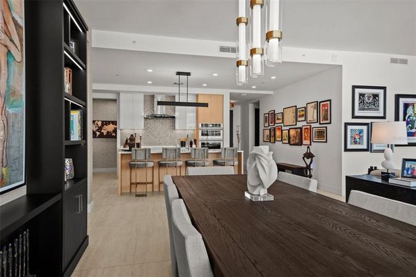 Dining room, Interior, Kitchen, Pendant Lights, Recessed Lighting, Stainless Steel Appliances