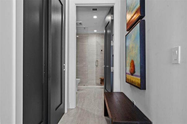Bathroom, Glass Shower, Interior, Recessed Lighting