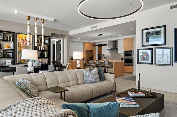 Interior, Kitchen, Living room, Pendant Lights, Recessed Lighting, Stainless Steel Appliances