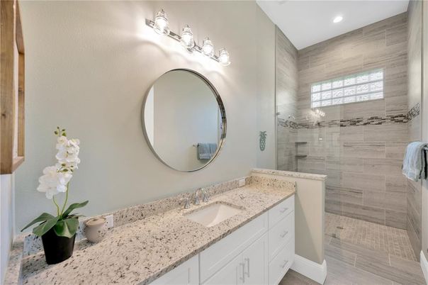 Bathroom, Glass Shower, Interior, Recessed Lighting