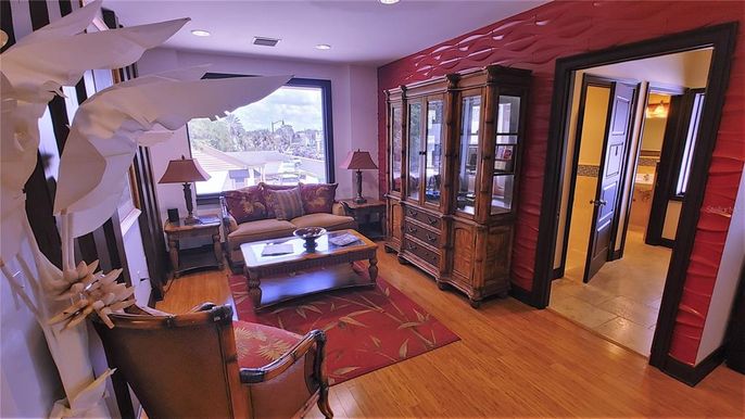 Interior, Living room, Recessed Lighting, Wood Texture Flooring