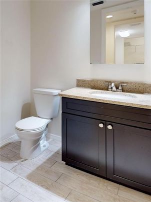 Bathroom, Interior, Recessed Lighting, Wood Texture Flooring