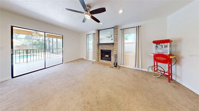 Empty room, Fireplace, Interior, Recessed Lighting