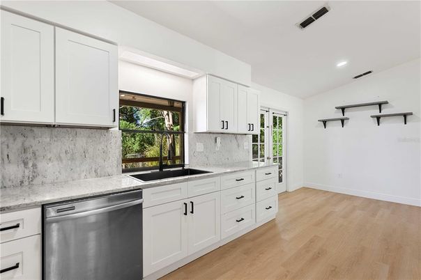 Interior, Kitchen, Recessed Lighting, Wood Texture Flooring