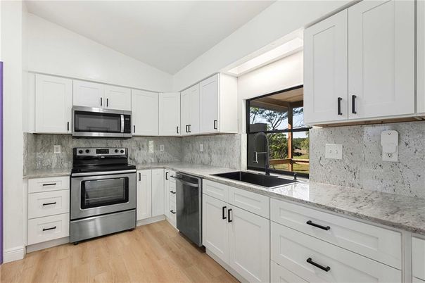 Interior, Kitchen, Stainless Steel Appliances, Wood Texture Flooring