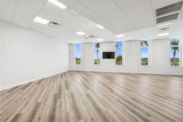 Empty room, Interior, Recessed Lighting, Wood Texture Flooring