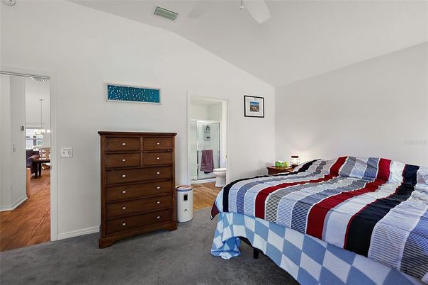 Bathroom, Bedroom, Interior, Pendant Lights, Wood Texture Flooring