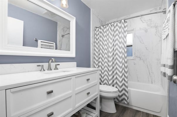 Bathroom, Interior, Marble Walls, Wood Texture Flooring