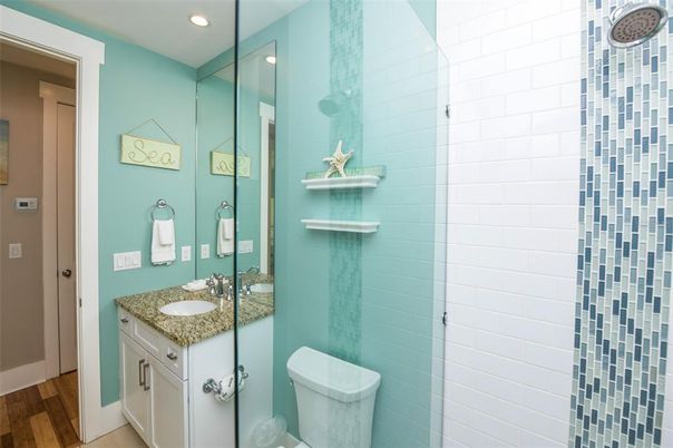 Bathroom, Interior, Recessed Lighting, Wood Texture Flooring