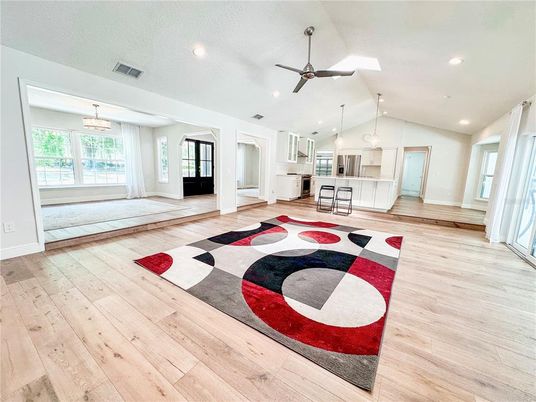 Interior, Kitchen, Pendant Lights, Recessed Lighting, Wood Texture Flooring