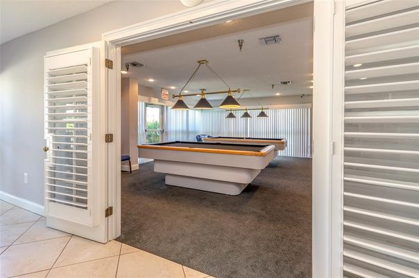 Billiard Table, Game Room, Interior, Pendant Lights, Recessed Lighting