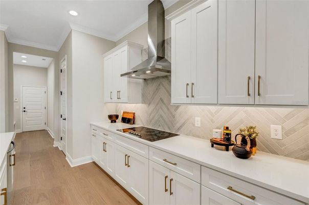 Interior, Kitchen, Recessed Lighting, Wood Texture Flooring