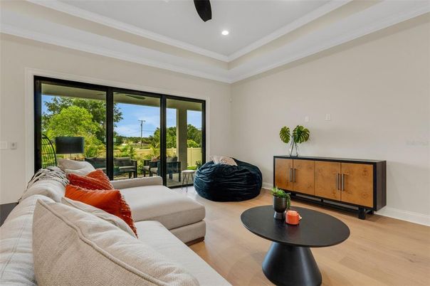 Interior, Living room, Recessed Lighting, Wood Texture Flooring