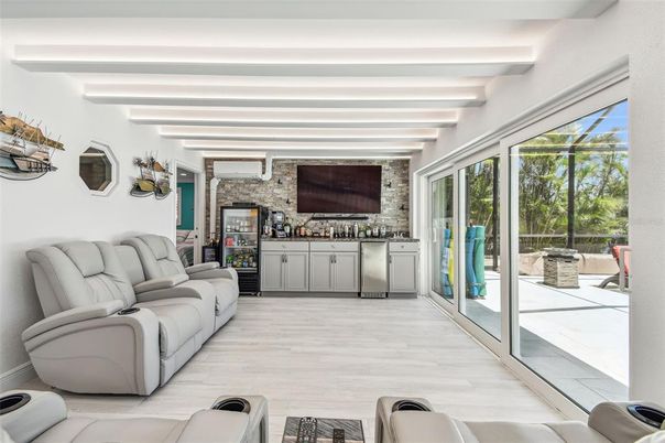 Interior, Living room, Stone Walls, Wood Texture Flooring