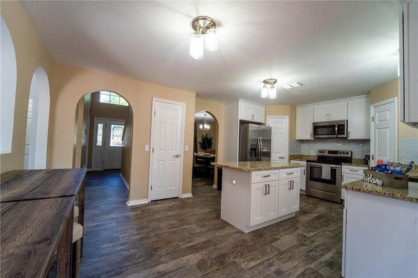 Interior, Kitchen, Stainless Steel Appliances, Wood Texture Flooring