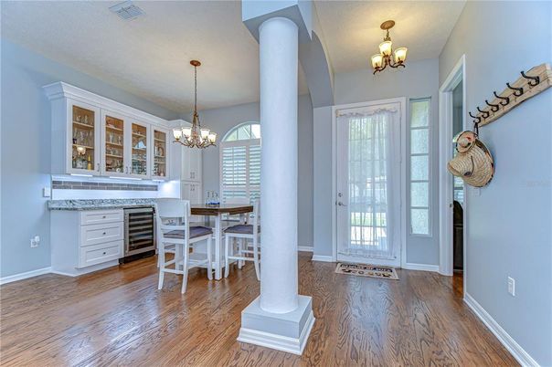 Chandelier, Dining room, Interior, Wood Texture Flooring