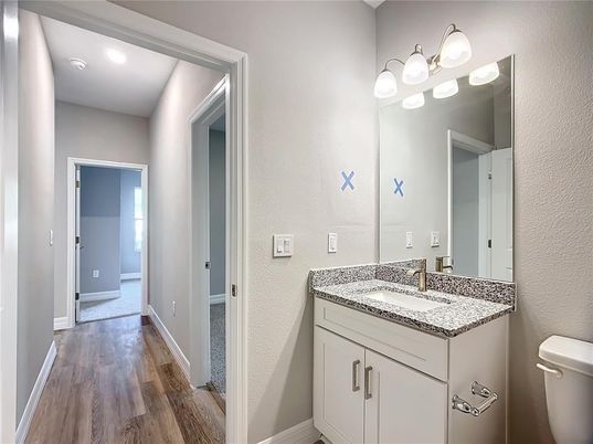 Bathroom, Interior, Recessed Lighting, Wood Texture Flooring