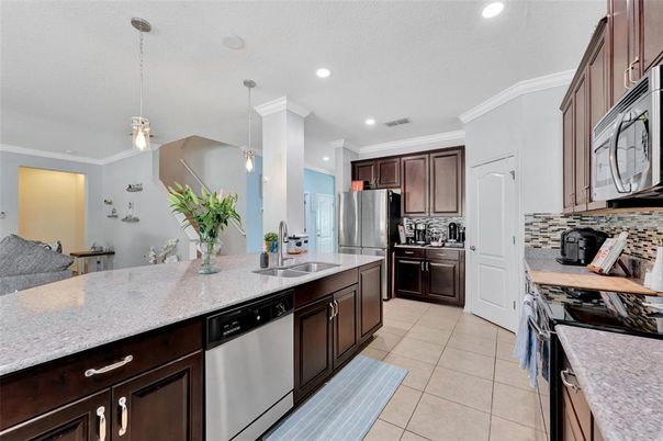 Interior, Kitchen, Pendant Lights, Recessed Lighting, Stainless Steel Appliances
