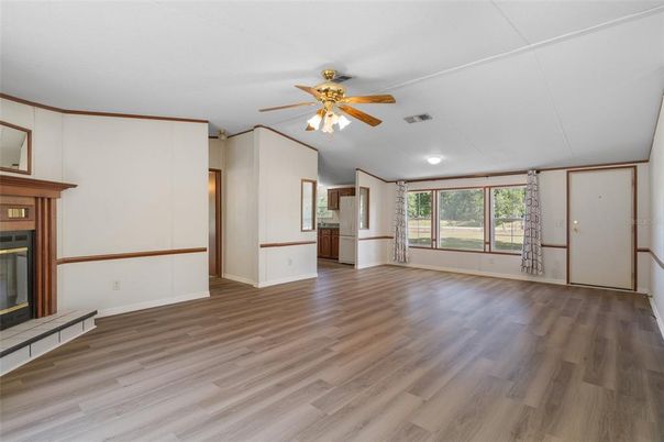 Empty room, Fireplace, Interior, Wood Texture Flooring