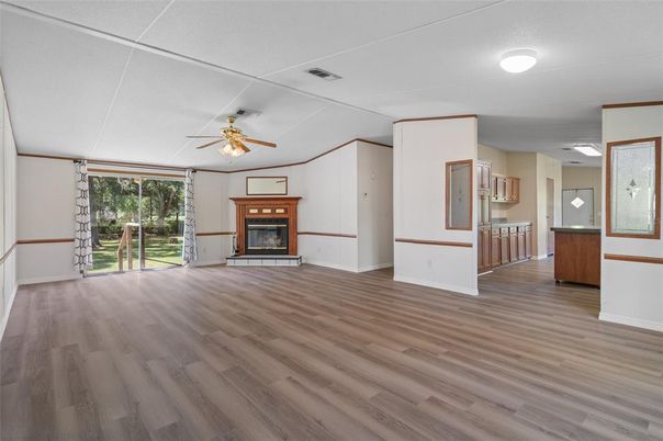 Empty room, Fireplace, Interior, Wood Texture Flooring