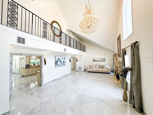 Chandelier, Fireplace, Interior, Marble