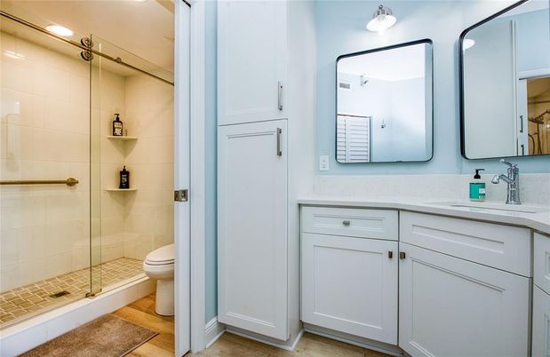 Bathroom, Glass Shower, Interior, Recessed Lighting