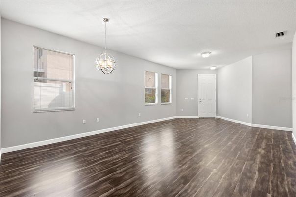 Chandelier, Empty room, Interior, Wood Texture Flooring