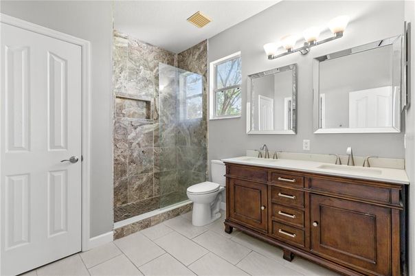 Bathroom, Dual Sink Vanities, Glass Shower, Interior