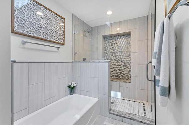 Bathroom, Glass Shower, Interior, Recessed Lighting