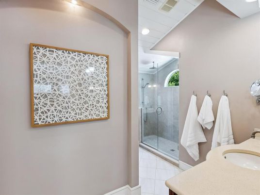 Bathroom, Glass Shower, Interior, Recessed Lighting